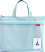 Documentante con chiusura a cerniera e tas, rete in nylon, impermeabile, chiusura a cerniera doppia, piccoli etichetti, per studenti, ufficio, consegna, borsa, colore verde
