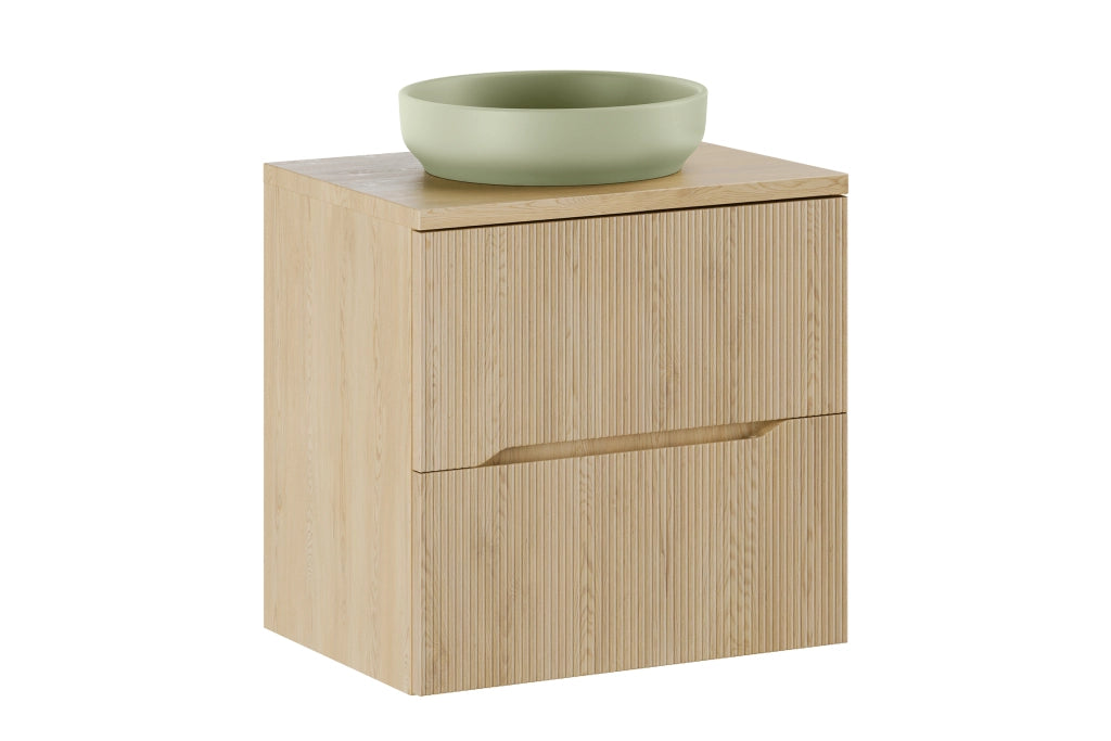 Set mobili bagno 60 cm con piano e lavabo da appoggio River Nordic Cremona 60 x 1401 x 46 cm
