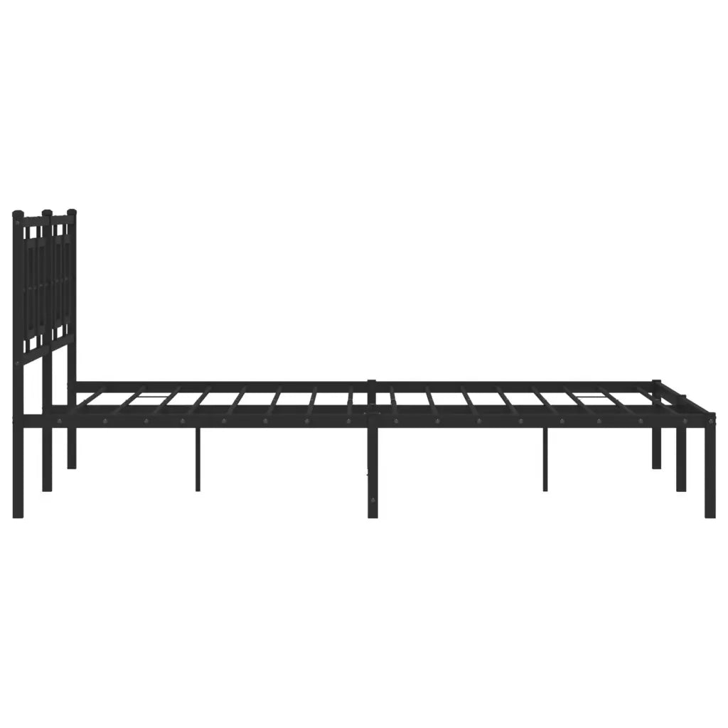 Letto matrimoniale | Letto per adulti | Giroletto con Testiera in Metallo Nero 150x200 cm