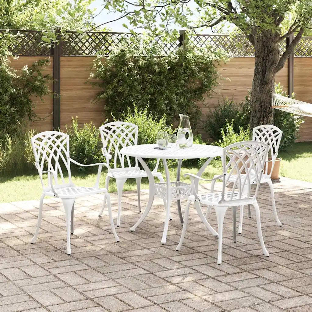 Set da Pranzo per Giardino 5 pcs Bianco Alluminio 3334718