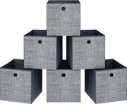 Cassa di archiviazione, 30 cm, Cassa di archiviazione pieghevole con maniglie, Set di 6, Organizzatore per scaffali, Grigio SC07030W