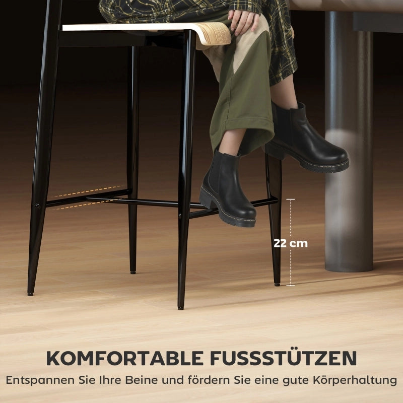 SGABELLO BAR 66 cm Legno Naturale e Metallo Nero