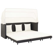 Divano Letto a 3 Posti Estendibile con Tetto Polyrattan Nero cod mxl 61538