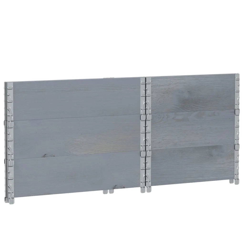 Paretali per Pallet 3pz Grigi 80x60cm in Legno Massello di Pino