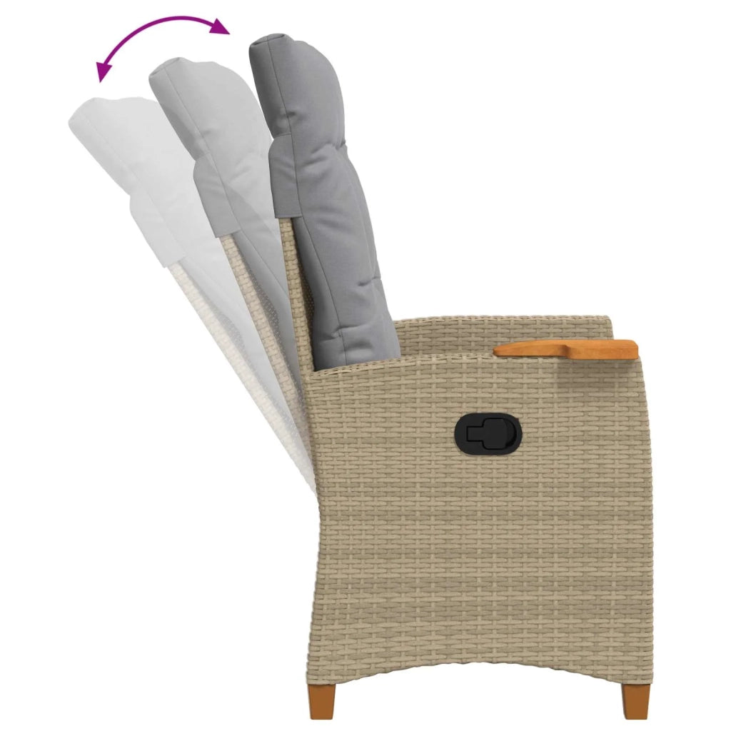Poltrona reclinabile con tavolino 62 x 64 x 112 cm polyrattan 42026808