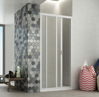 Box Porta Doccia Acrilico 2.2 MM 1 Lato Apertura Scorrevole Telaio PVC Bianco - Misura 90-100 x 185h 