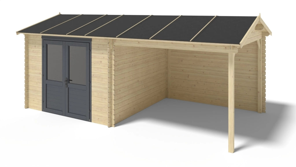 Casetta da giardino in legno - 17.4m2 - 5.79x3m - 28mm - colore: naturale - DOM639 - ALTANKA