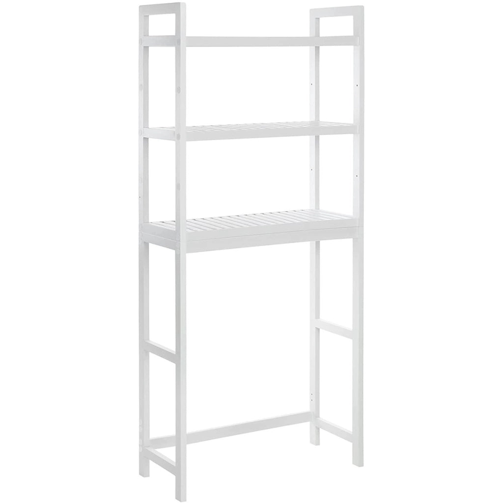 Scaffale salvaspazio da bagno in bambù bianco