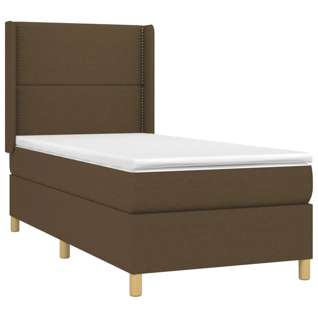 Letto a Molle Materasso e LED Marrone Scuro 90x190cm in Tessuto cod mxl 64978