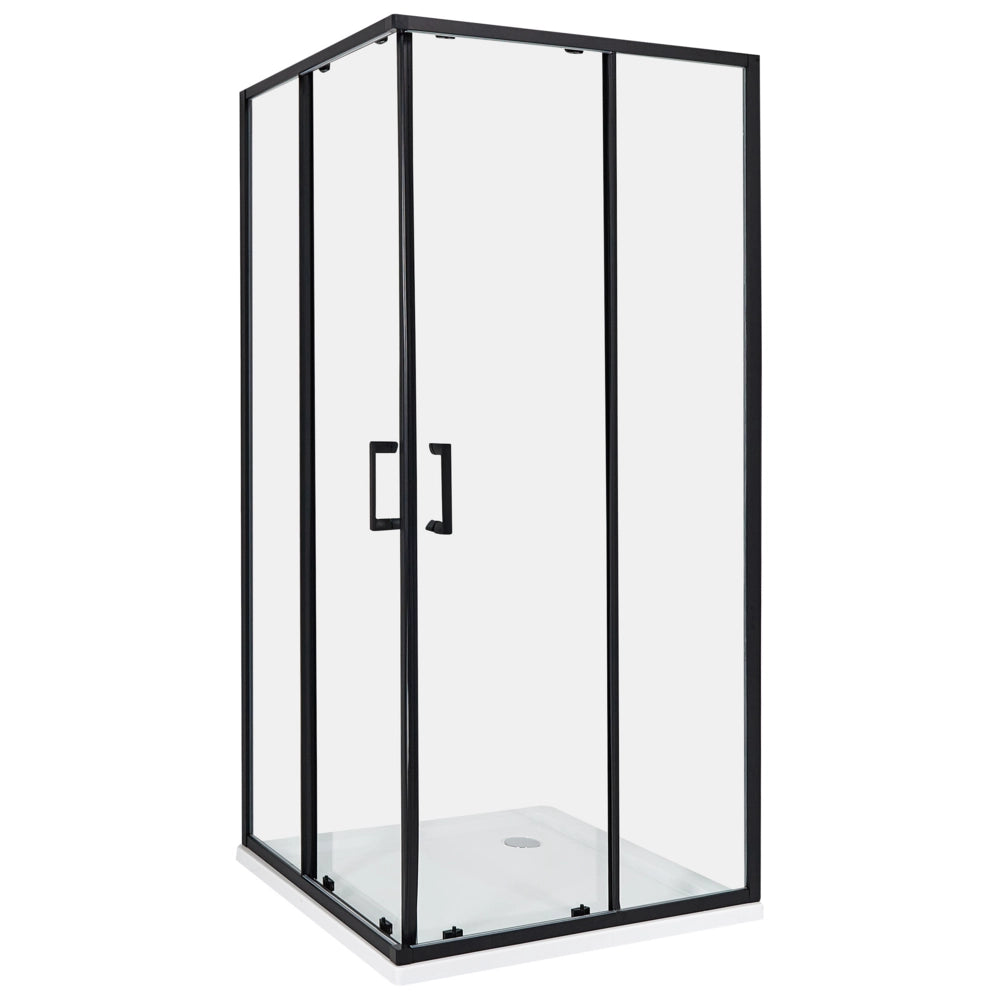 Box Doccia Vetro Temperato Argento Cornice Alluminio Doppia Porta 80x80x185cm