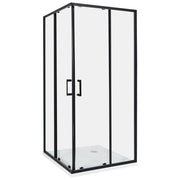 Box Doccia Vetro Temperato Argento Cornice Alluminio Doppia Porta 80x80x185cm