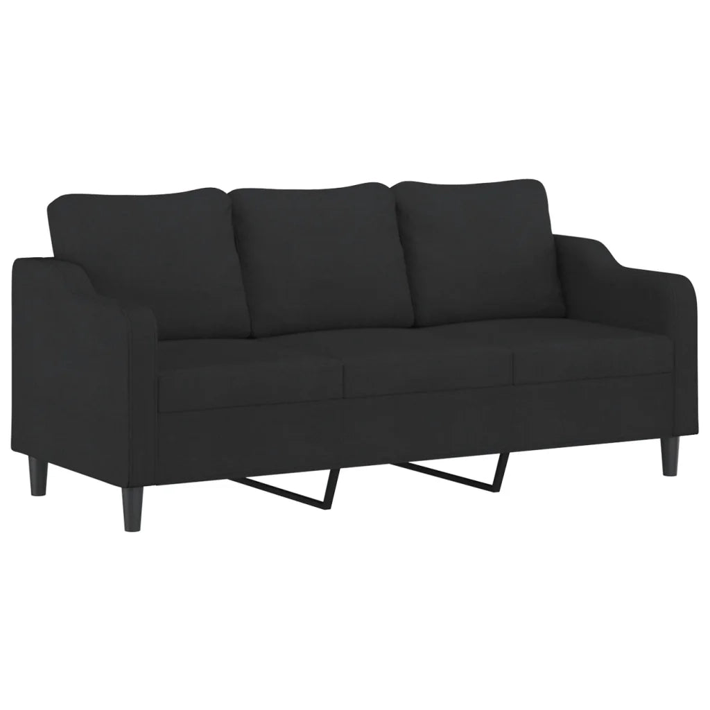 Set di Divani 3 pz con Cuscini Nero in Tessuto 3201774