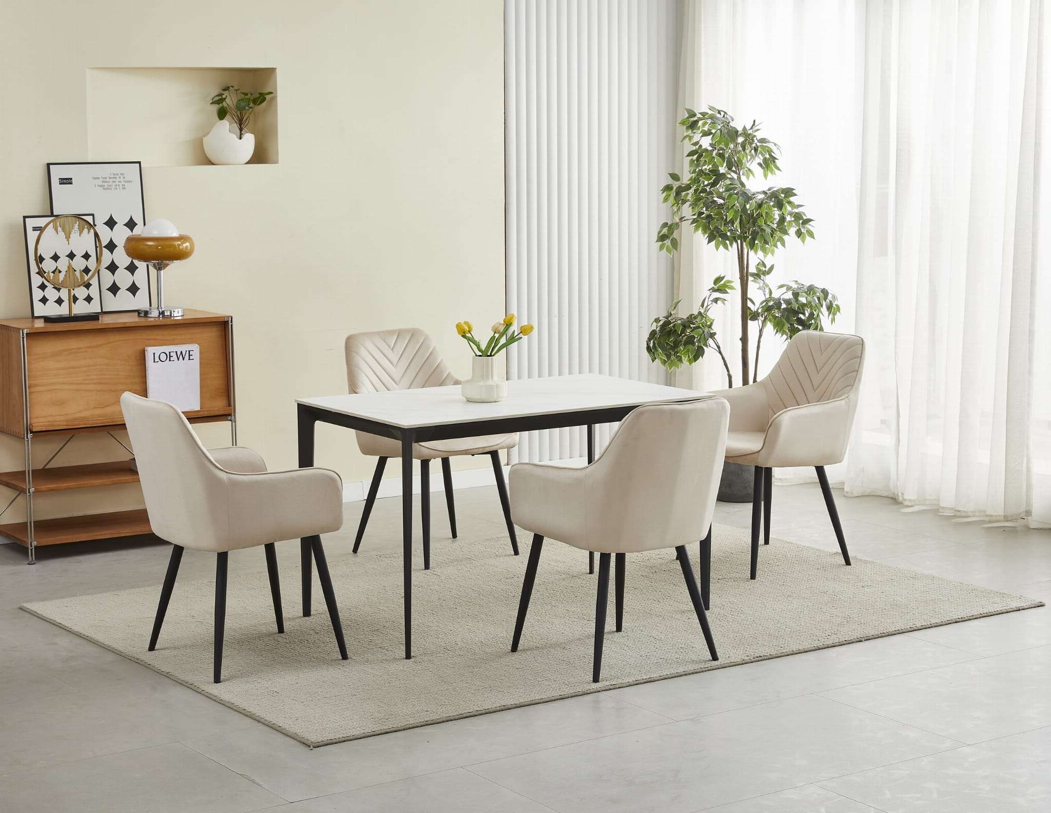 Sedia VALORA WAAV - Elegante velluto beige per soggiorno x 2