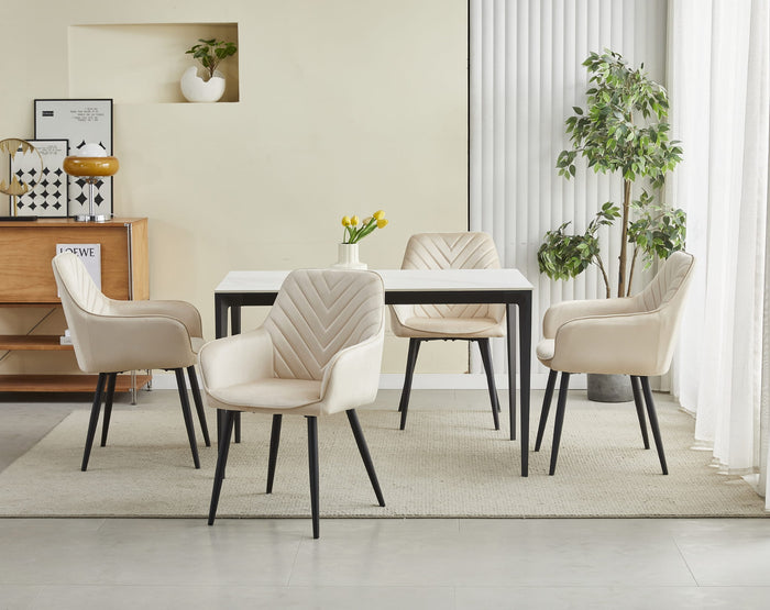 Sedia VALORA WAAV - Elegante velluto beige per soggiorno x 2