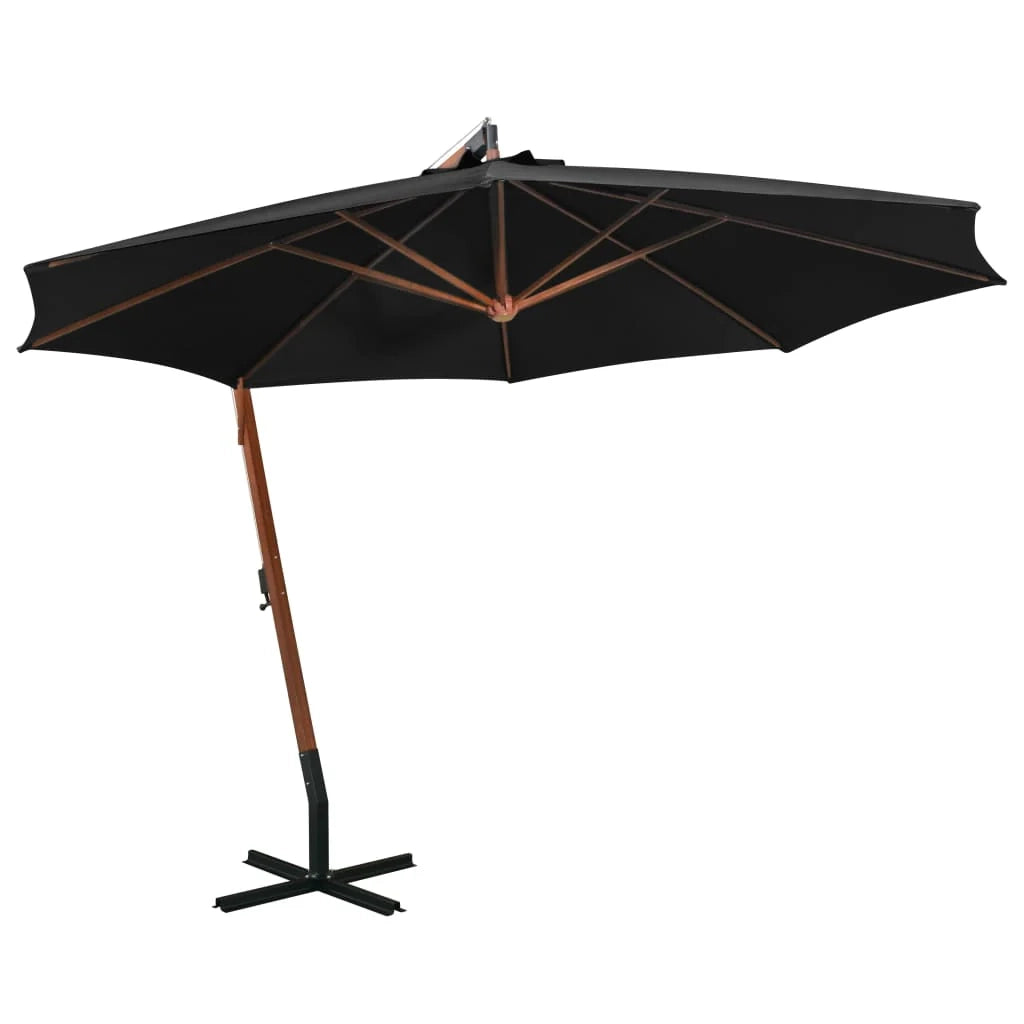 Ombrellone a sospensione con palo 3,5 x 2,9 m legno massello di abete nero 02_0008715