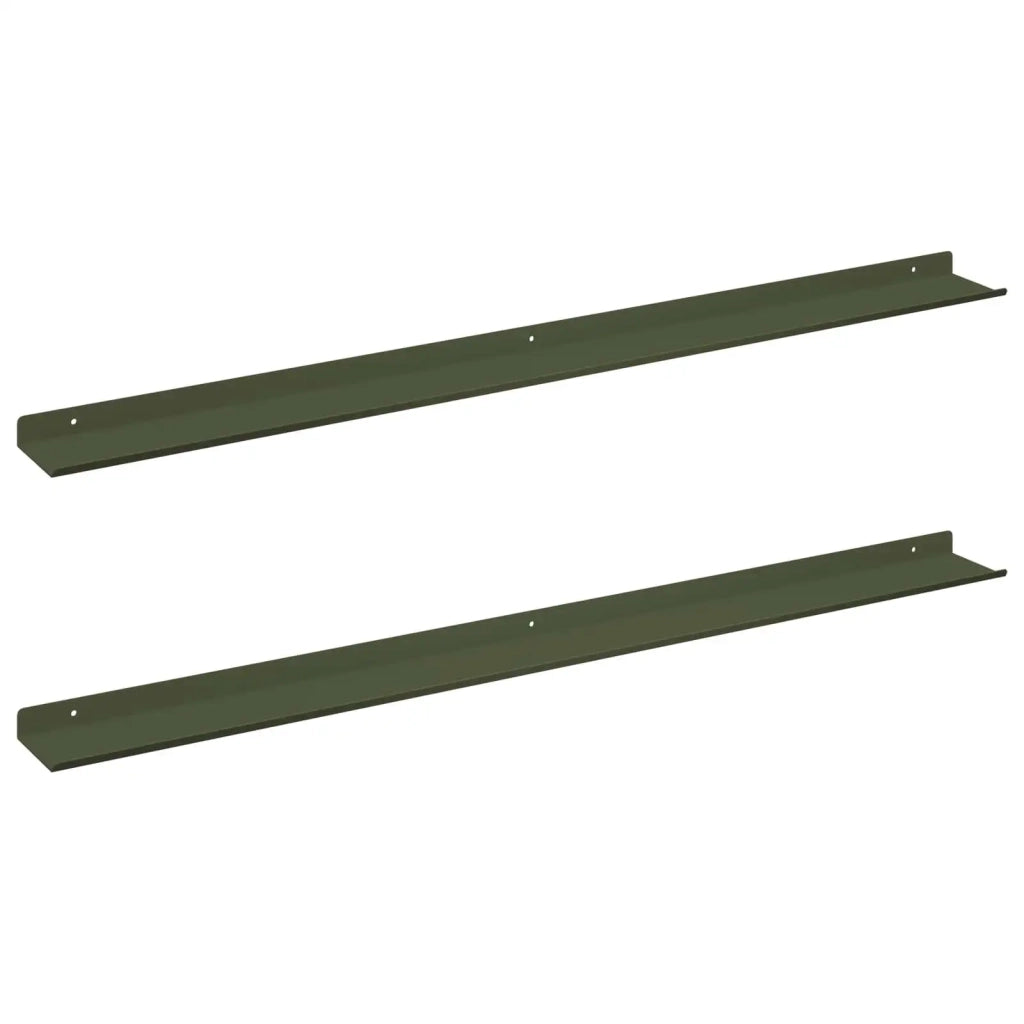 Mensola sospesa 2 pcs Verde oliva 100 x 9 x 2,5 cm Acciaio 8003992