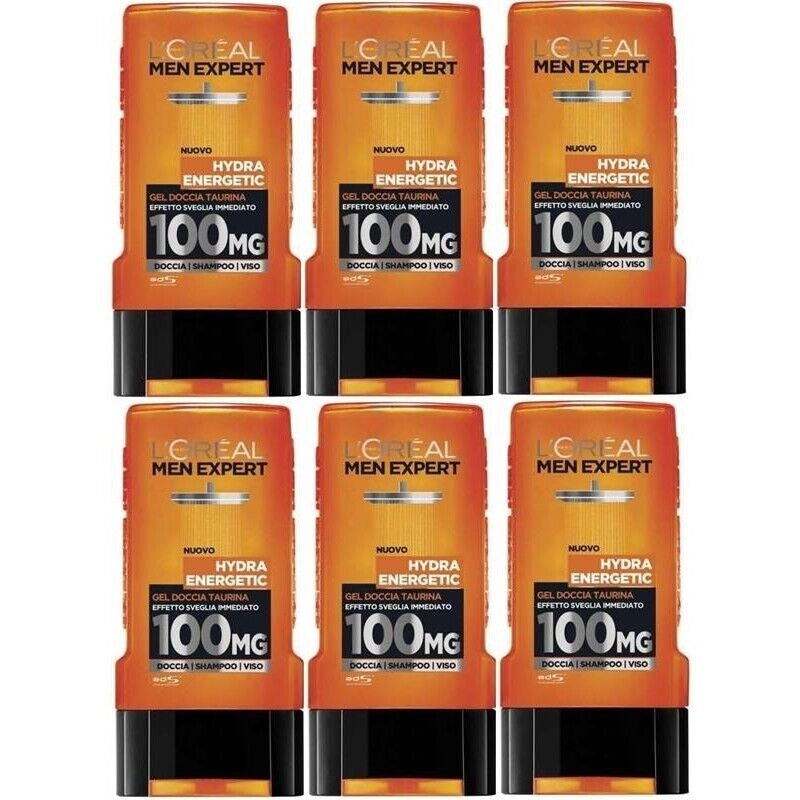 L'OREAL PARIS 6 CONFEZIONI MEN EXPERT GEL PER DOCCIA DA 300 ML HYDRA ENERGY CON TAURINA