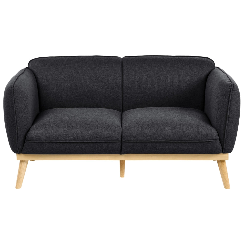 Set da salotto in stile scandinavo con divani a 2 e 3 posti, gambe affusolate in legno e rivestimento in tessuto nero