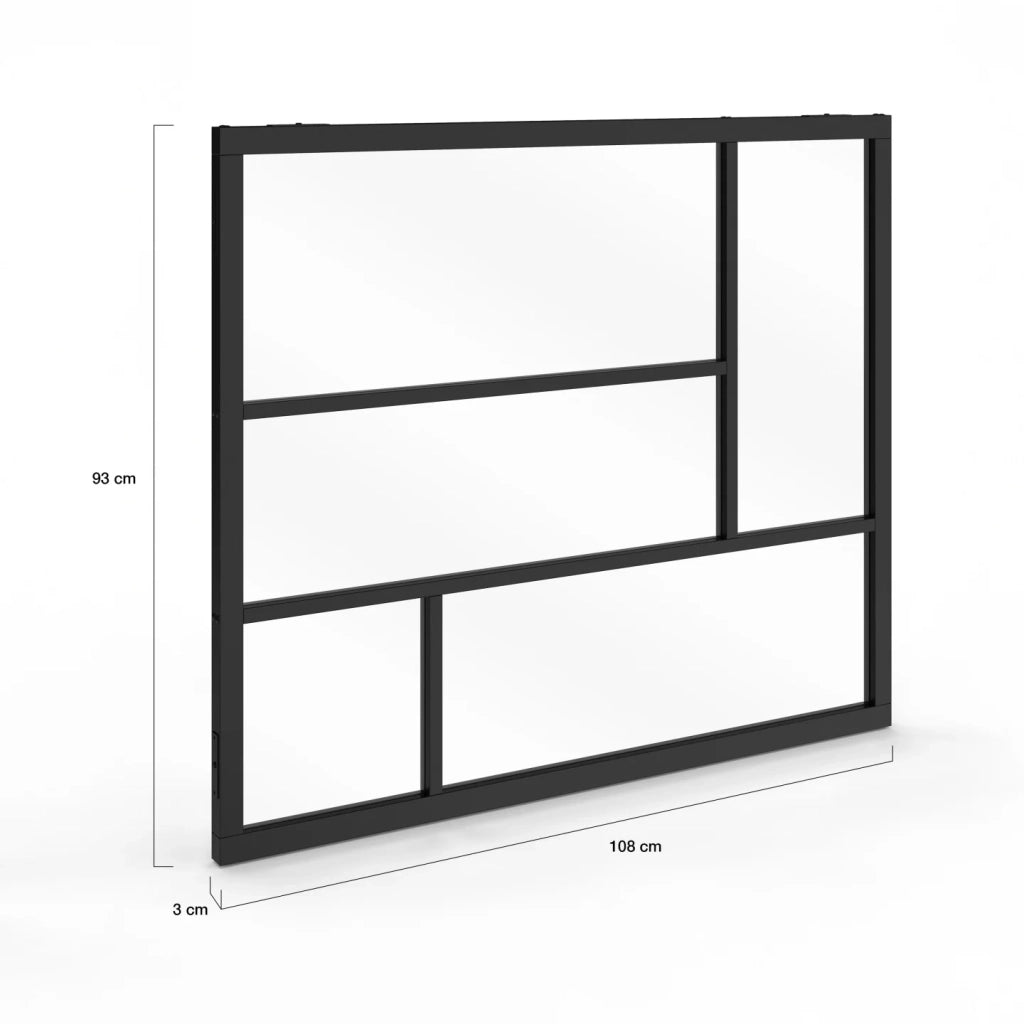 IDMarket - Tetto geometrico in vetro da studio L. 93 x H. 108 cm in metallo nero e vetro temperato