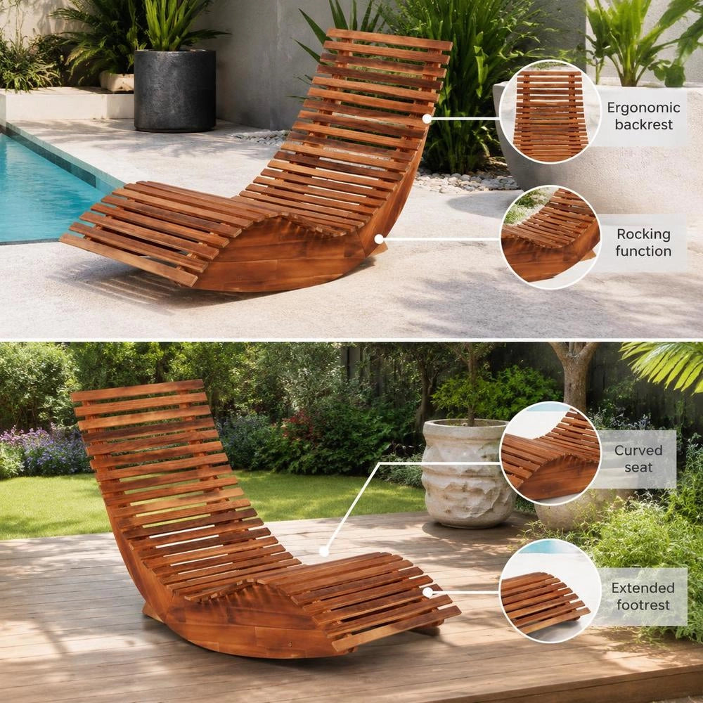 Rocking Lounger Acacia Wood