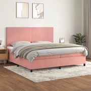 Giroletto a Molle con Materasso Rosa 200x200 cm in Velluto 3142928