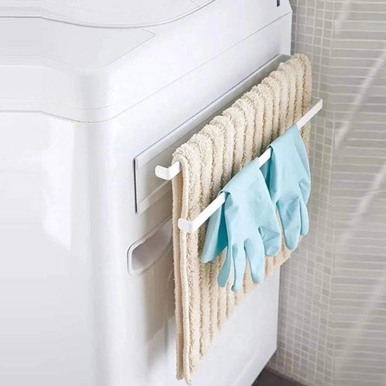 Doppio supporto per asciugamano - Supporto per asciugamano da attaccare al muro per cucina, bagno, camera da bagno - Bianco