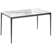 Tavolo da pranzo effetto marmo bianco e nero 140 x 80 cm Gambe in alluminio Rettangolare Cucina moderna da pranzo