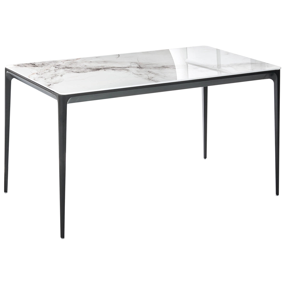 Tavolo da pranzo effetto marmo bianco e nero 140 x 80 cm Gambe in alluminio Rettangolare Cucina moderna da pranzo