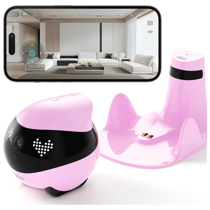 Enabot, Robot Domestico EBO Air 2, Mobile Intelligente, Rosa