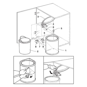 Pattumiera Differenziata per Anta 13 Litri in Plastica Emuca Bianca