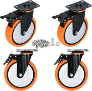 Set di 4 ruote inclinabili 152 mm con freno, ruote pesanti, carico massimo 1250 kg, ruote silenziose per trasporto di mobili e trasporto industriale