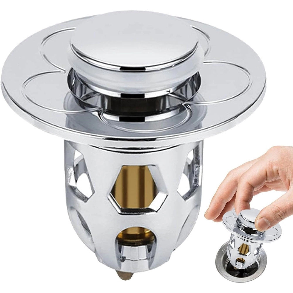 Trade Shop - Tappo Di Scarico Pop-up Per Lavandino Con Nucleo Sferico Con Filtro Anti-intasamento -