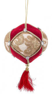 Sfera Decorativa Colyn Rosso e Oro con Nappa Diametro 130cm (6 Pezzi)