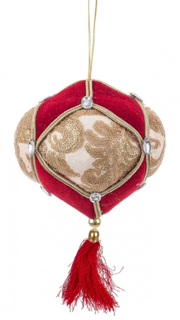 Sfera Decorativa Colyn Rosso e Oro con Nappa Diametro 130cm (6 Pezzi)