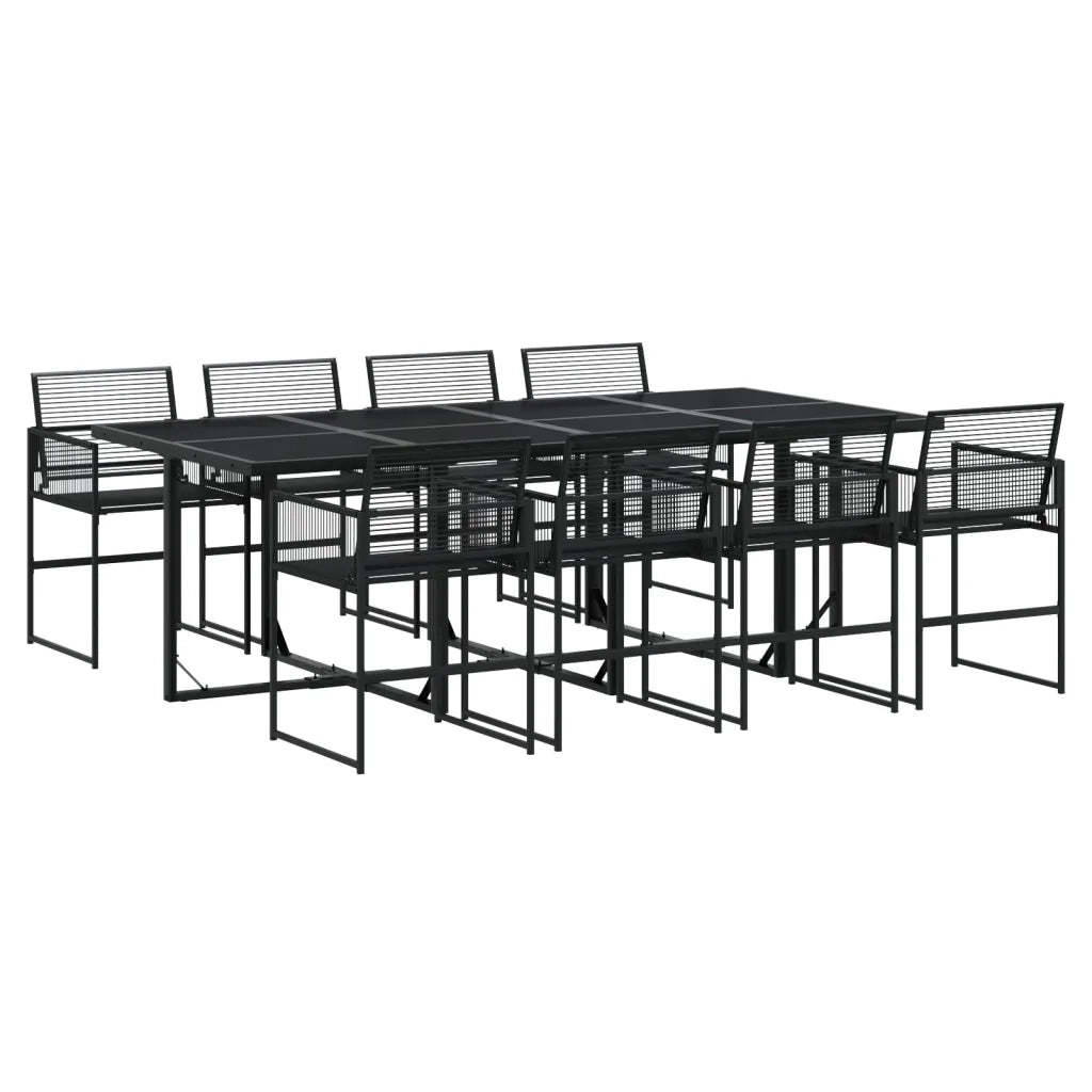 vidaXL Set da Pranzo da Giardino 9 pz Nero in Polyrattan