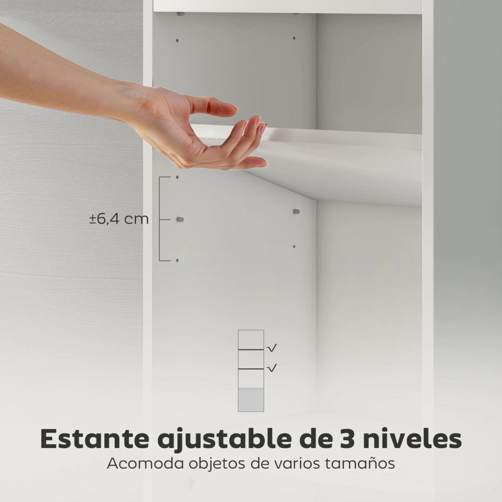 Libreria Moderna 4 Livelli con Anta ¨C zephmum ¨C Bianco 40x30x120 cm