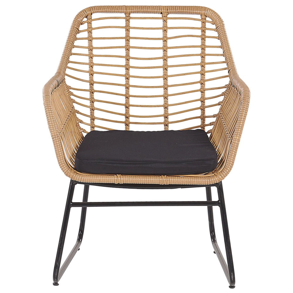 Set divano da giardino per conversazione in finto rattan Nero con imbottiture per sedile e tavolino da caffè