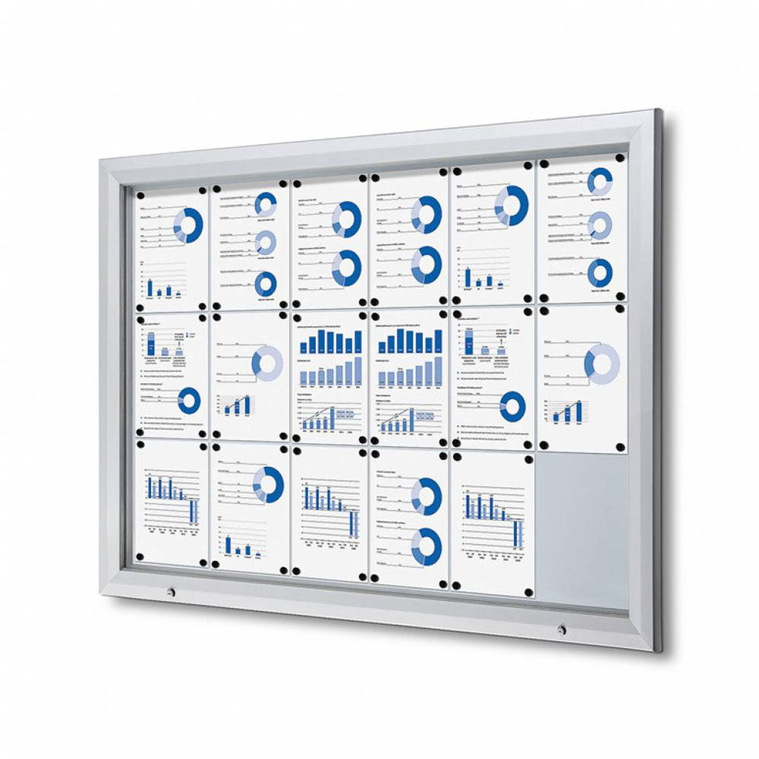 Bacheca da Esterno con Apertura a Ribalta 146,5x106,7x4,7 cm in Alluminio con Led Silver