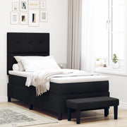 Letto a Molle con Materasso e Panchina Nero 90x200 cm Tessuto