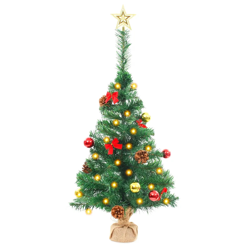 Albero di Natale Artificiale con Palline e LED 64 cm Verde cod mxl 19710