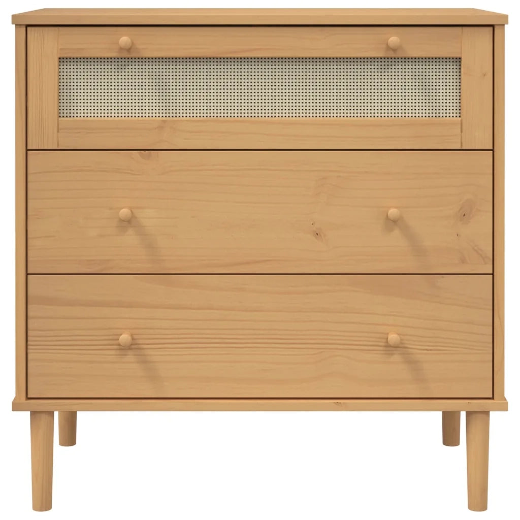 Cassettiera SENJA Aspetto Rattan Marrone 80x40x80 cm Legno Pino 358022