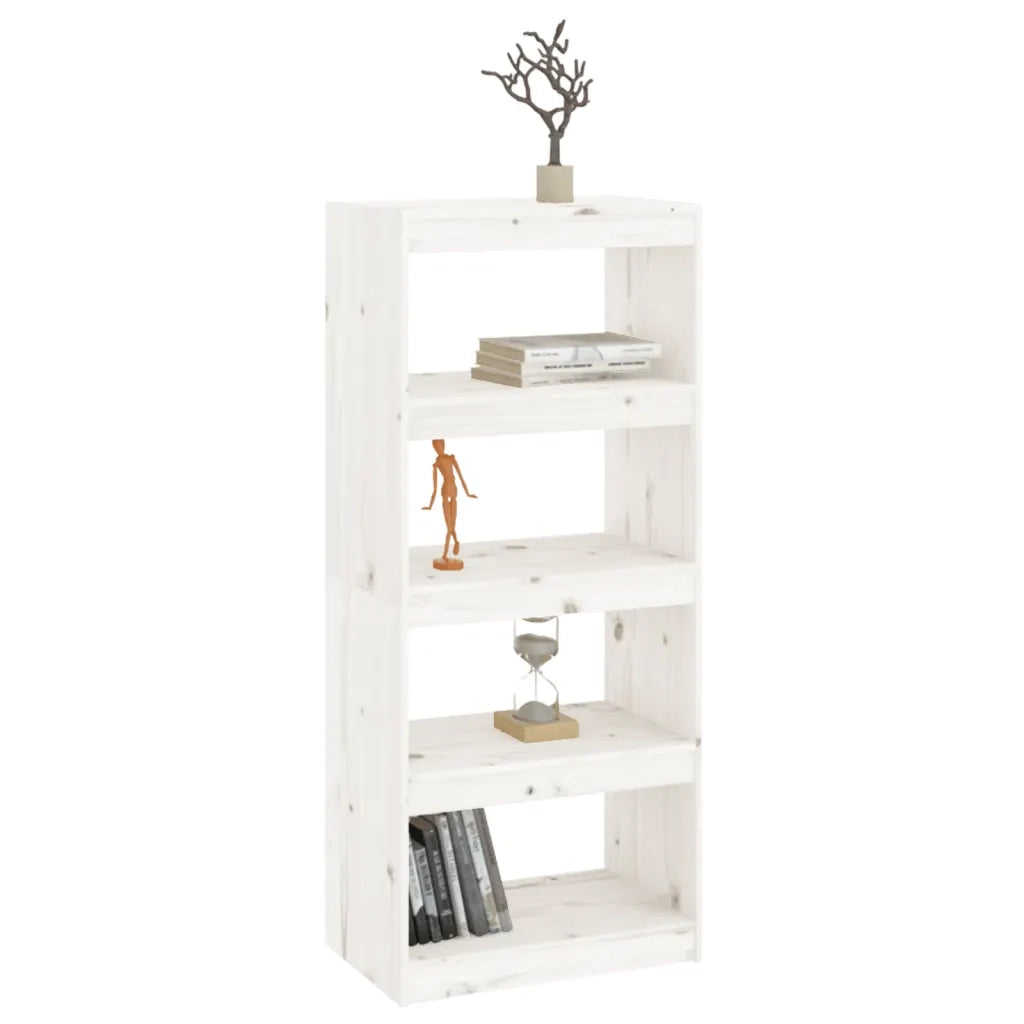 Libreria/Divisorio Bianco 60x30x135,5 cm Legno Massello di Pino 808169
