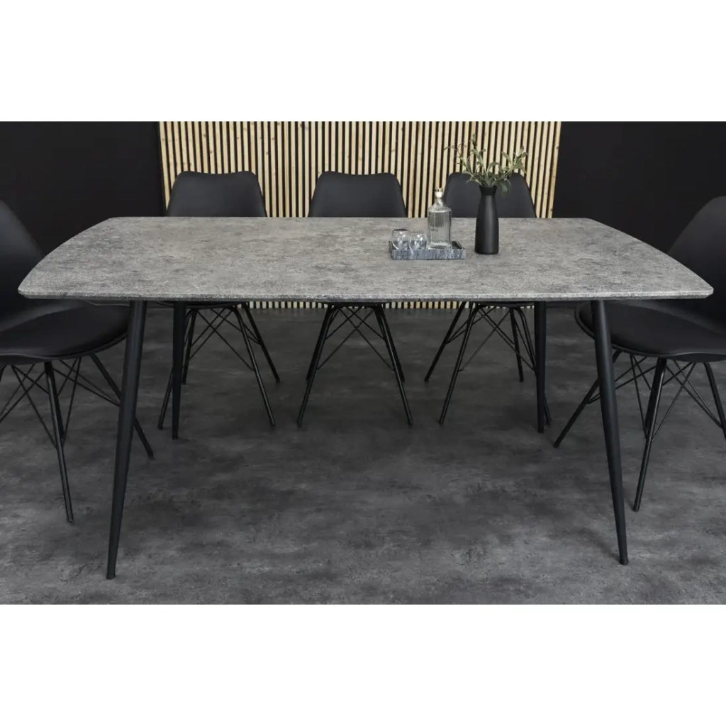 Tavolo da pranzo CALDERO 140 cm – Tavolo contemporaneo aspetto pietra e metallo