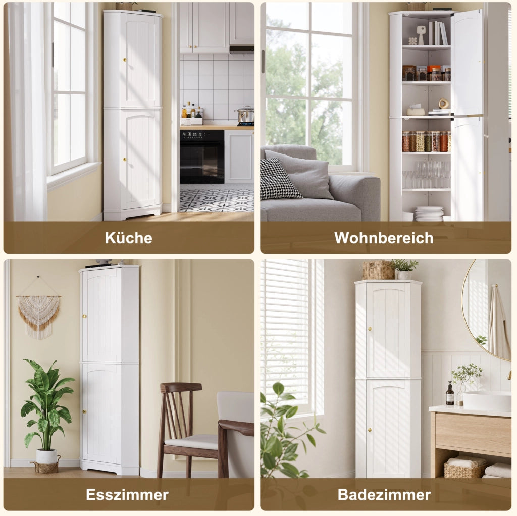 Mobile angolare alto in MDF bianco 42x42x166 cm
