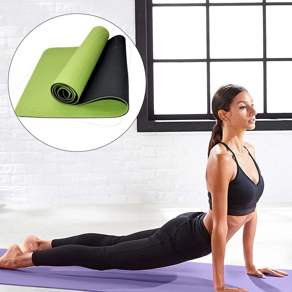 Trade Shop - Tappetino Yoga In Tpe 61x183x0.6 Cm Tappeto Aerobica Fitness Pilates Palestra -