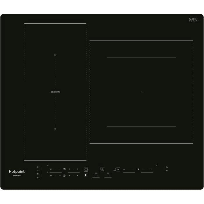 HOTPOINT HB2760BNE - Piano cottura a induzione - 3 zone - 7200W totali - L 59 cmX P 51 cm - Nero