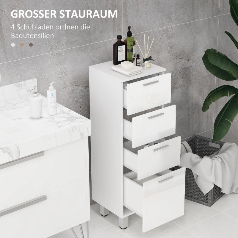 ARMADIO BAGNO 30x30x93 cm Bianco in legno, 4 cassetti