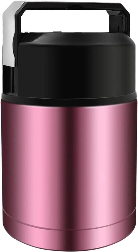Thermos 28oz, contenitore per cibi caldi in acciaio inossidabile, contenitore per cibi con apertura ampia, contenitore per pranzo isolato, flacone termico impermeabile (rosa)