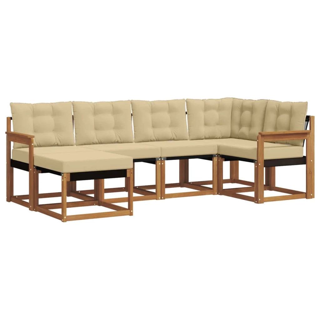Set di divani da esterno con cuscino 6 pcs Naturale e Beige 3368828