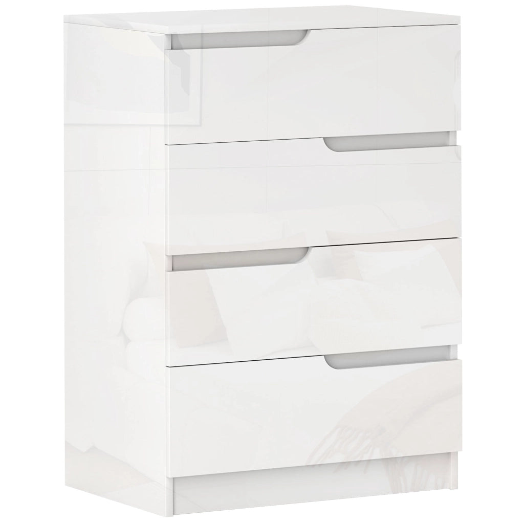 Cassettiera 4 Cassetti Moderna e Minimal 60x40x85 cm Bianco Lucido